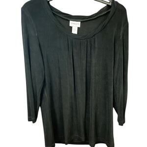 Chico's Travelers Slinky Top Sz 1 (Med) Scoop Neck Long Sleeve Womens  Black